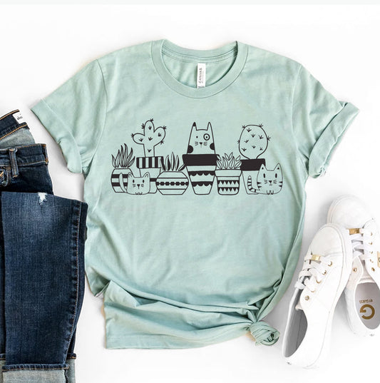 Cats & Cacti T-Shirt – Perfect for Any Cat Lover!
