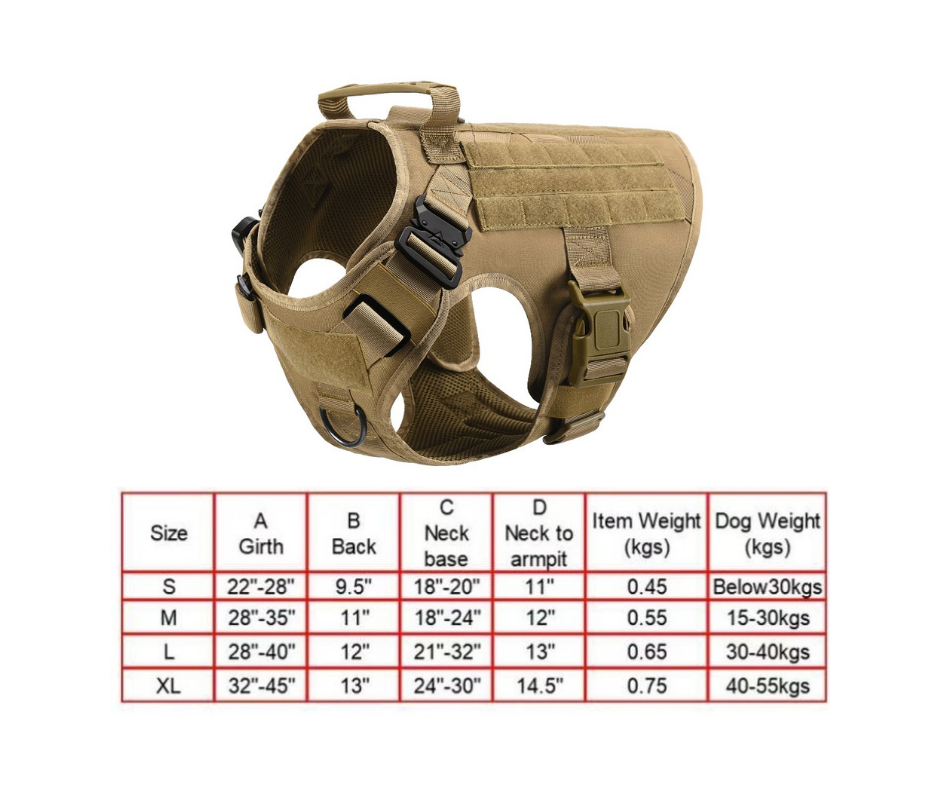 Brown Military Style Harness and Leash Set – Built for Strength and Comfort