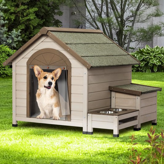 Outdoor Fir Dog House with Opening Roof for Small to Medium Dogs