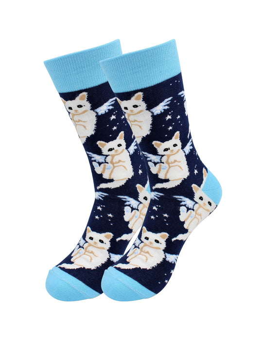 Angel Cat Socks - Casual Dress Socks by Real Sic