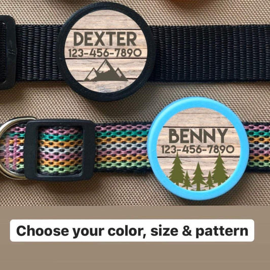 Woodgrain TWIST Silent Pet Tags – Stylish & Jingle-Free for Dogs & Cats