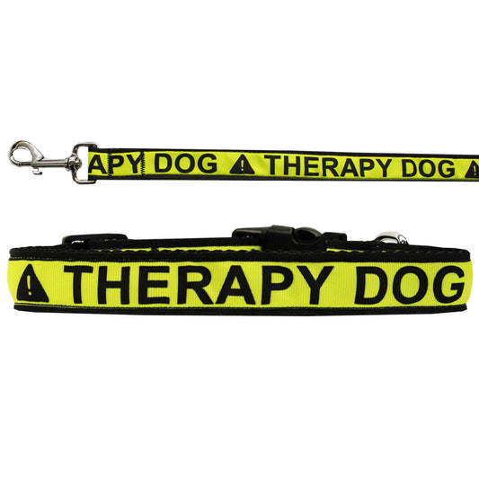 Therapy Dog Durable Nylon Collar & Leash- Clearly Identifies Your Dog's Purpose