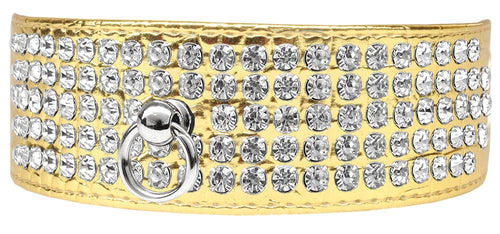 Designer Croc Dog Collar – Five Rows of Clear Crystals for Elegant Pet Style