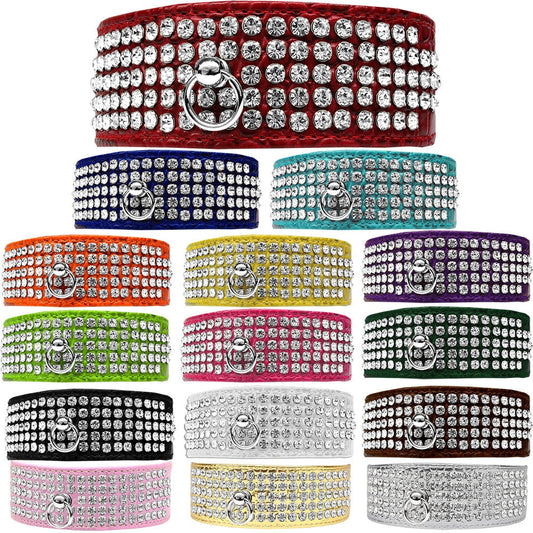 Designer Croc Dog Collar – Five Rows of Clear Crystals for Elegant Pet Style