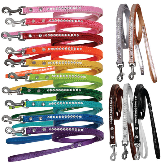 Dog & Pet Designer Croc Leash with Clear Crystal Rhinestones