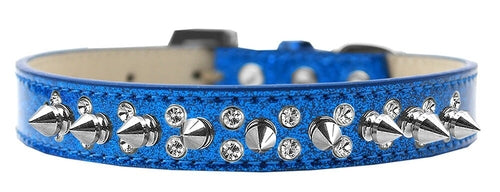 Elegant Double Crystal Dog Collar with Spikes – Handmade & Stylish