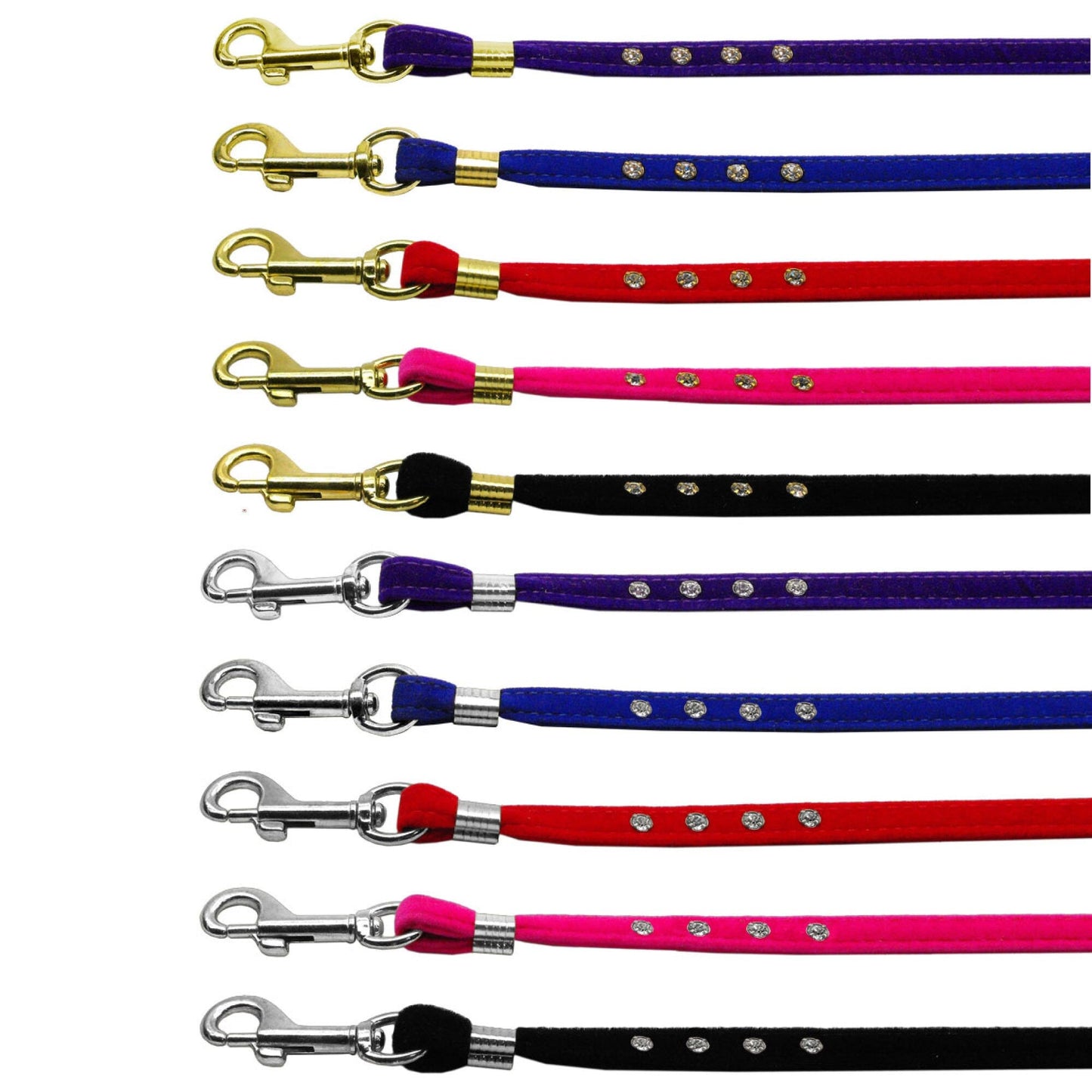 Luxurious Rhinestone & Velvet Leash for Dogs and Cats – Matching Velvet Collars Available