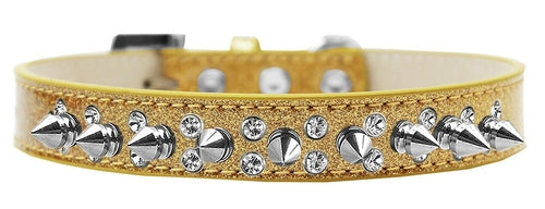 Elegant Double Crystal Dog Collar with Spikes – Handmade & Stylish