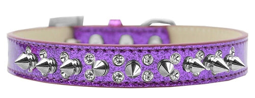 Elegant Double Crystal Dog Collar with Spikes – Handmade & Stylish
