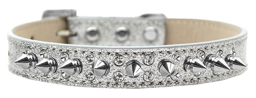 Elegant Double Crystal Dog Collar with Spikes – Handmade & Stylish