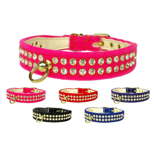 Crystal Velvet Dog & Pet Collar – Elegant Velvet with Rhinestone Sparkle,  in Multiple Colors & Sizes