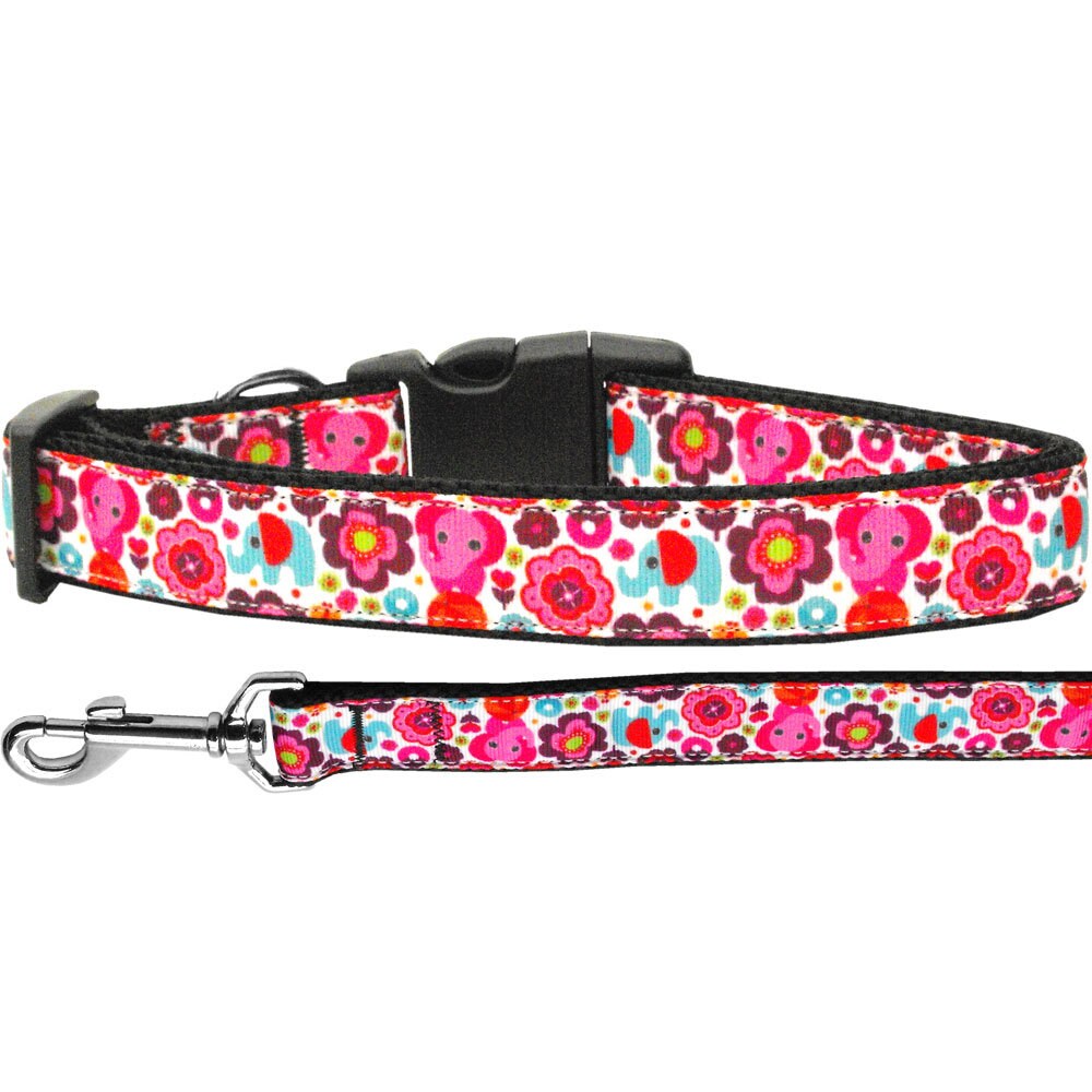 Colorful Elephant and Flowers Collar or Leash - Free Shipping
