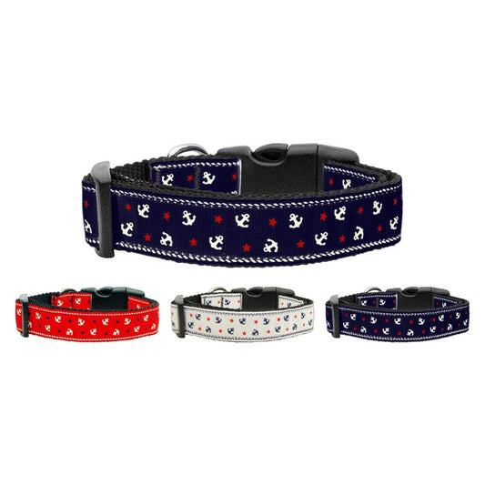 Nautical Anchors Dog & Cat Nylon Collar or Leash - Stylish & Durable