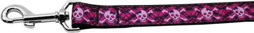 Hot Pink Plaid Skulls Pet Collar or Leash – Stylish & Durable