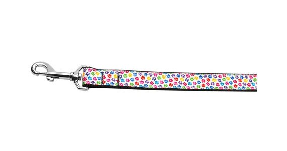 Rainbow Paw Prints Nylon Collar & Leash for Dogs & Cats