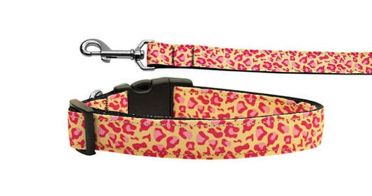 Tan and Pink Leopard Pet Collar or Leash – Durable & Stylish