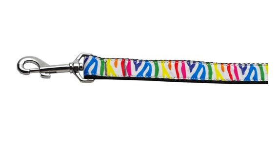 Zebra Rainbow Nylon Collar & Leash for Dogs & Cats