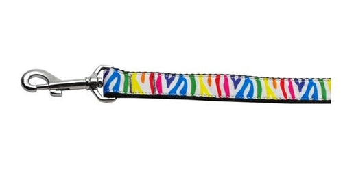 Zebra Rainbow Nylon Collar & Leash for Dogs & Cats