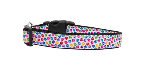 Rainbow Paw Prints Nylon Collar & Leash for Dogs & Cats