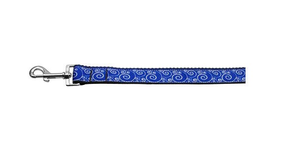 Blue & White Swirly Nylon Collar & Leash for Dogs & Cats