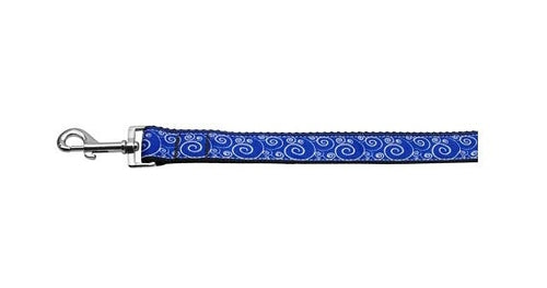 Blue & White Swirly Nylon Collar & Leash for Dogs & Cats