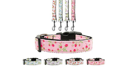 Roses Nylon Collar & Leash for Dogs & Cats – Free Shipping