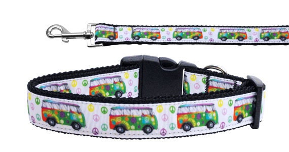 Peace Bus Nylon Collar & Leash for Dogs & Cats – Free Shipping