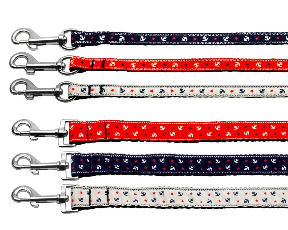 Nautical Anchors Dog & Cat Nylon Collar or Leash - Stylish & Durable