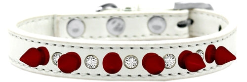 Clear Crystals & Red Spikes Collar – Bold Style for Your Spirited Friend!