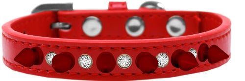Clear Crystals & Red Spikes Collar – Bold Style for Your Spirited Friend!