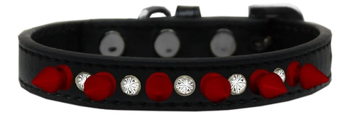 Clear Crystals & Red Spikes Collar – Bold Style for Your Spirited Friend!